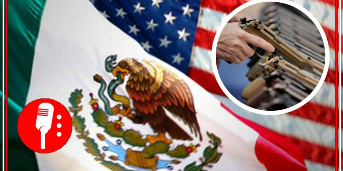 Banderas México y Estados Unidos. Imagen: Embajada de Estados Unidos en México. Arma en mano. Foto: Reuters.